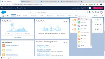 How to use SalesForce Lightning? : Global actions quick access