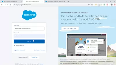 Kako se prijaviti kao drugi korisnik u Salesforceu? : Unesite vjerodajnice korisnika za prijavu na *Salesforce *