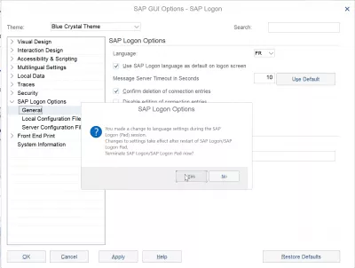Ubah bahasa logon SAP NetWeaver dalam 2 langkah mudah : Pengaturan SAP Logon Options mengubah pemberitahuan