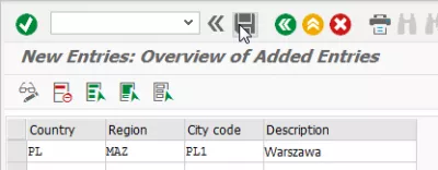 SAP miesto kodo kūrimas : Papildomas miesto kodo duomenų įrašas