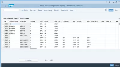 Închideți o perioadă de înregistrare în tranzacția SAP FI OB52 : Perioadele de afișare: specificați intervalele de timp