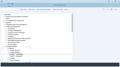 Comment créer un article dans SAP? : Transaction MM01 pour créer un article dans SAP dans l'arborescence SAP