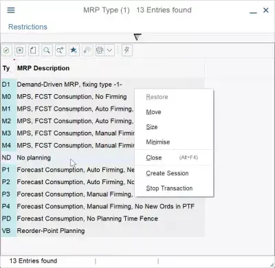 Come creare un materiale in SAP? : Selezione del tipo MRP materiale master