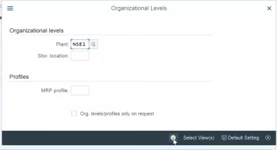 Como criar um material no SAP? : Seleção de níveis organizacionais para criação de material