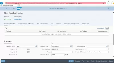 Как да създам фактура за доставчик в SAP? FB60 в SAP FIORI : Данъчен раздел и плащане