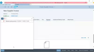¿Cómo crear una factura de proveedor en SAP? FB60 en SAP FIORI : Mensaje de error de períodos permitidos
