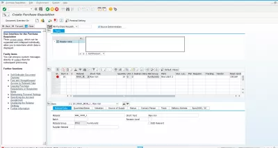 كيفية إنشاء طلب شراء في SAP باستخدام ME51N : إنشاء بيانات مادة طلب الشراء