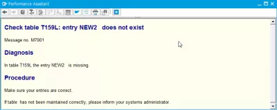 Mensaje de error M7001 La entrada de la tabla de verificación T159L no existe : El mensaje de error de SAP M7001 verifica la entrada de la tabla T159L no existe