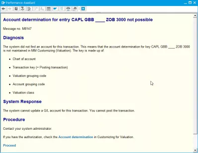 Memecahkan kesalahan SAP M8147, penentuan akun untuk entri tidak dimungkinkan : Pesan kesalahan SAP M8147 penentuan akun untuk entri tidak mungkin