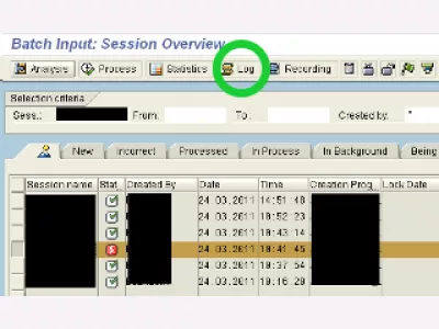 SAP export LSMW batch input session results : Fig 2 : LSMW batch input session 