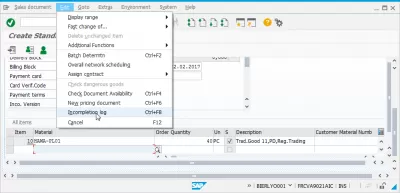 Πώς να λύσετε το πρόβλημα με το αρχείο καταγραφής μη ολοκλήρωσης της παραγγελίας SAP SAP; : Ανοίξτε το αρχείο καταγραφής μη ολοκλήρωσης από μια παραγγελία πωλήσεων
