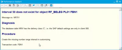 对象RF_BELEG不存在间隔 : 对象RF_BELEG不存在间隔 error number NR751 description