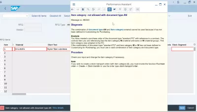 Решаване на грешка SAP RFQ ME013 Типът на документа не е разрешен с док. категория : Съобщение за грешка Категория на артикулите ME020 не е разрешена с документ тип AN