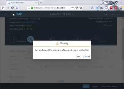 How to plan a customer project in SAP Cloud? : Saving a new work package