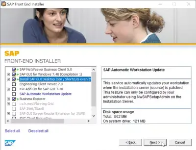 SAP GUI installation steps 740 : Selecting SAP components to install