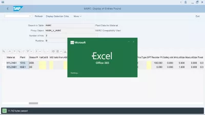 SAP Excel 스프레드 시트로 내보내는 방법? : Excel 365에서 데이터 내보내기가 열림