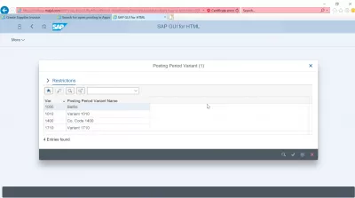 How to open posting period in FIORI with SAP OB52 transaction? : List of posting period variants