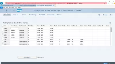 چگونه می توان دوره ارسال در FIORI را با معامله SAP OB52 باز کرد؟ : معامله SAP OB52 با لیستی از دوره های ارسال ارسال شده