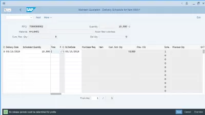 Creație de cotație MEAP SAP pentru achiziționare în pași simpli : Mențineți programul de livrare a ofertelor
