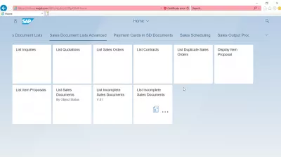 List of SAP S4 HANA FIORI : Seznami prodajnih dokumentov Napredne aplikacije SAP S4 HANA FIORI