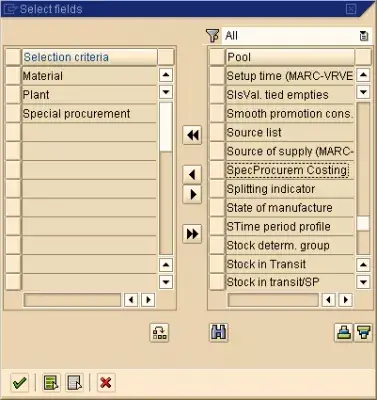 SAP mass change Material Master : Fig 10: SAP Material Master tables and fields selected