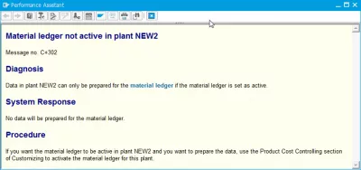 SAP Message C+302 – Material ledger not active in plant : Error message description C+302 