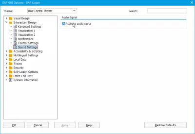SAP Turn Off Sound Effects : Sound settings menu with option to turn SAP sound off or back on