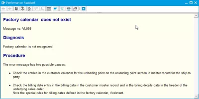 Atrisināt izdošanas rūpnīcas kalendāru SAP nepastāv : Rūpnīcas kalendārā SAP nepastāv kļūda