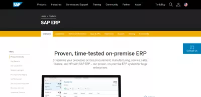 TOP 5 hệ thống ERP kinh doanh tốt nhất : Trang chính của trang web SAP