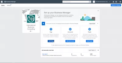 Vodič za začetnike Facebookove vodje za poslovne strani : Nadzorna plošča Facebook Business Manager