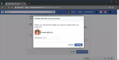 Si mund ta fshij llogarinë time në Facebook? : Konfirmimi i fshirjes së llogarisë me fjalëkalim