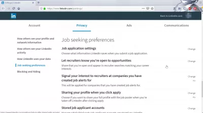 Linkedin: Razloženo aktivno iskanje zaposlitve : Nastavitve nastavitev za iskanje zaposlitve v LinkedInu
