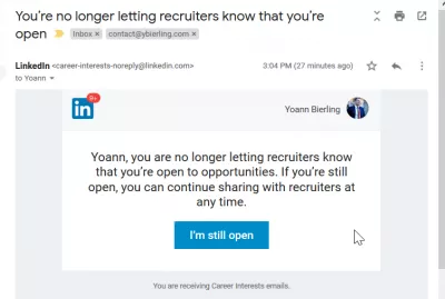 Linkedin: Vysvětlení aktivního hledání zaměstnání : skrýt profil LinkedIn