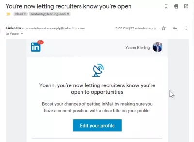 Linkedin: Vysvětlení aktivního hledání zaměstnání : v současné době hledají nové příležitosti