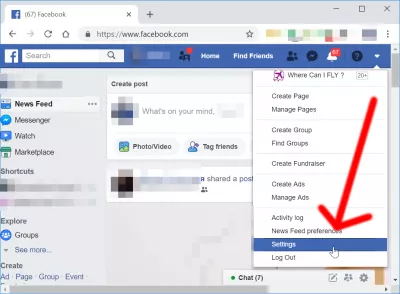 Com desactivar la reproducció automàtica a Facebook : Menú de configuració de Facebook