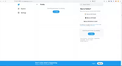 Que faire lorsque Twitter ne peut pas se connecter à votre compte ou ne tweetera pas? : Twitter System Down et ne peut pas charger de flux, affichage d'erreur: quelque chose s'est mal passé. Essayez de recharger