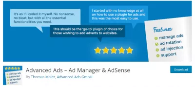 7 najboljih besplatnih WordPress Adsense dodataka za povećanje prihoda : Napredni oglasi - Upravitelj oglasa i Adsense