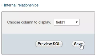 Come aggiungere una chiave esterna in phpMyAdmin : Selezione del campo da visualizzare per riferimenti a chiavi esterne