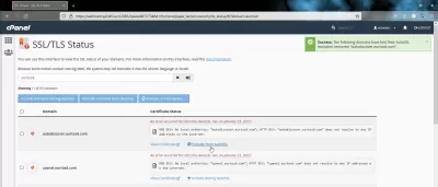 CPanel AutoSSL ne se renouvelle pas : comment réinitialiser AutoSSL ? : Sous-domaines avec message d'erreur SSL "Une erreur s'est produite lors de la dernière exécution d'AutoSSL"