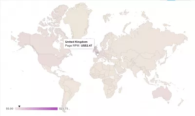 What Are The Highest CPM Rates By Country? Ezoic Vs AdSense : Map of the highest Google AdSense CPM rates by country