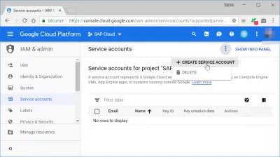 Hvordan oppretter du en Google Cloud-tjenestekonto? : Opprett tjenestekontoknapp