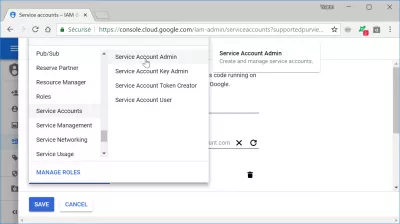 How to create a Google Cloud service account? : GCloud service account role selection