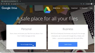 Comment créer un compte Google Drive et obtenir 15 Go de stockage gratuit sur Google Drive? : Sélection de compte personnel ou professionnel