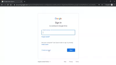 Kā izveidot Google diska kontu un saņemt 15 GB lielu Google diska krātuvi? : Izveidojiet konta opciju, lai saņemtu bezmaksas krātuvi ar ārēju e-pasta adresi