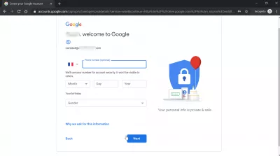 كيفية إنشاء حساب Google Drive والحصول على سعة تخزينية مجانية تبلغ 15 جيجابايت من Google Drive؟ : إدخال تاريخ الميلاد والجنس