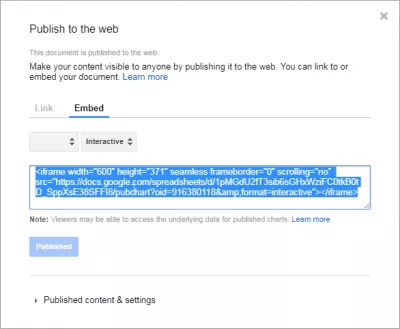 How to create interactive map in Google Sheets : Embed interactive map chart HTML code