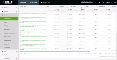 סקירה EZOIC BigDataAnalytics : דוח הרווחים של האתר לכל דף נחיתה עם AZOIC נתונים גדולים Analytics