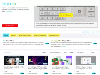 * ezoic* รีวิว Humix: วิดีโอดูวิดีโอของ YouTube คูณด้วย 30 รายได้ด้วย 4! : Humix Dashboard on Ezoic เว็บไซต์