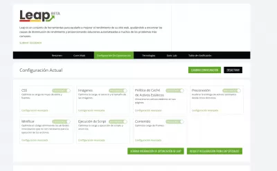 Ezoic LEAP.: Visão geral de uma nova ferramenta de velocidade do site de Ezoic : Ezoic LEAP configurações de otimização: CSS, imagens, política de cache de ativos estáticos, pré-conexão, minify, execução de script, otimização de conteúdo