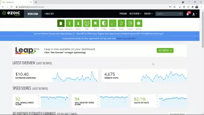 Ezoic LEAP: Overview Of A New Site Speed Tool From Ezoic : Ezoic LEAP invitation on Ezoic main dashboard